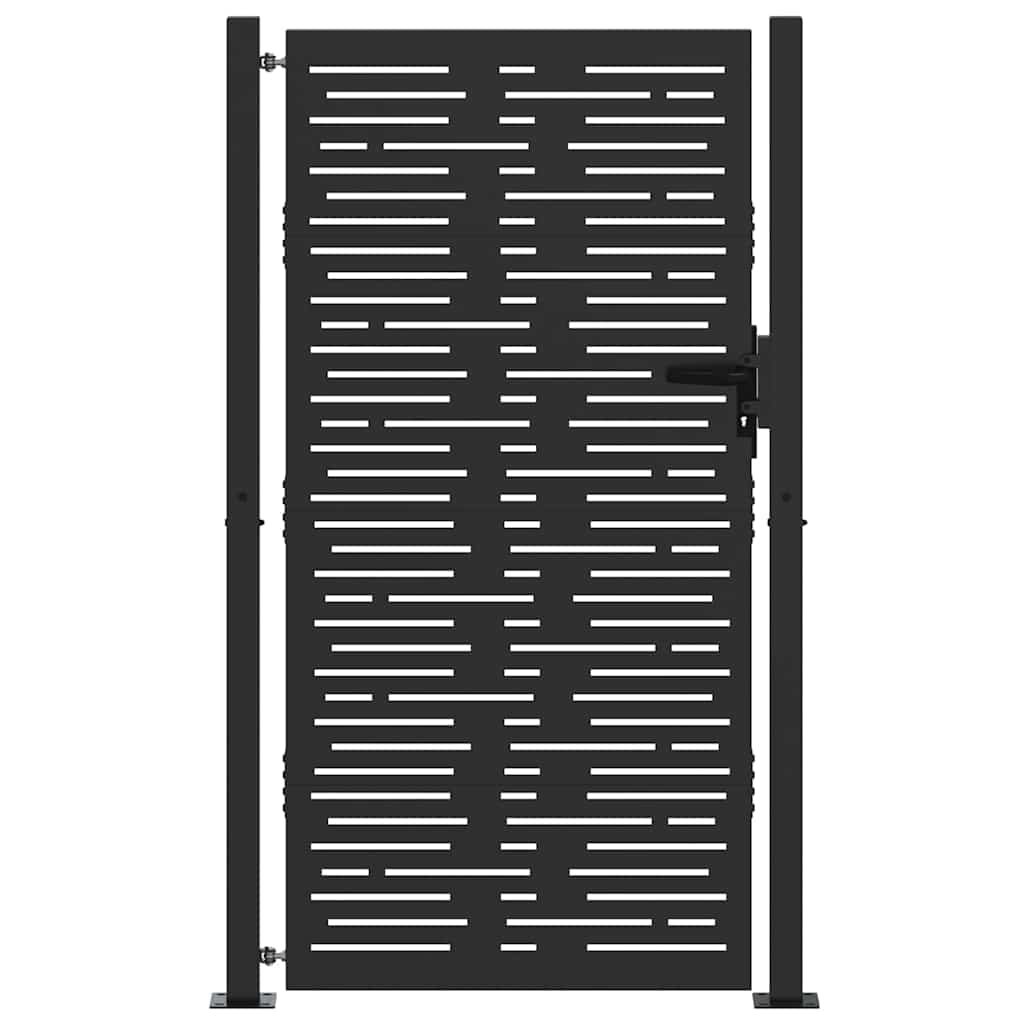vidaXL Garden Gate with Lock Black 110 x 205 cm Powder-Coated Steel 2