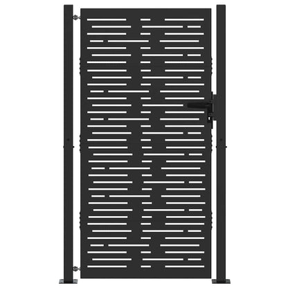 vidaXL Garden Gate with Lock Black 110 x 205 cm Powder-Coated Steel 2