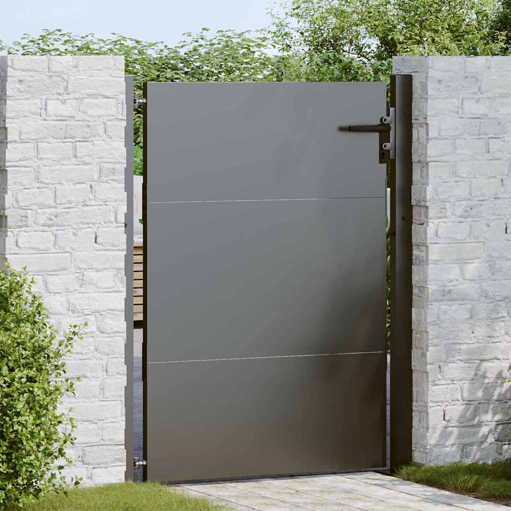 vidaXL Garden Gate with Lock Black 110 x 155 cm Powder-Coated Steel 1