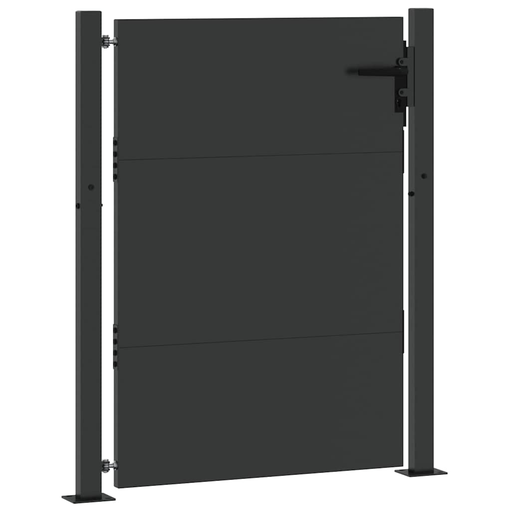vidaXL Garden Gate with Lock Black 110 x 155 cm Powder-Coated Steel 4