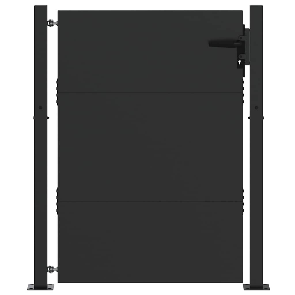 vidaXL Garden Gate with Lock Black 110 x 155 cm Powder-Coated Steel 2