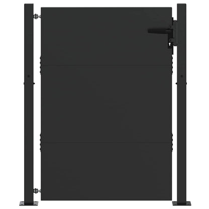 vidaXL Garden Gate with Lock Black 110 x 155 cm Powder-Coated Steel 2