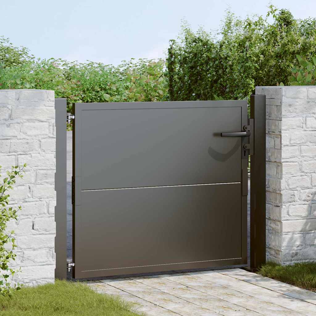 vidaXL Garden Gate 110 x 105 cm Powder-Coated Steel Black Lockable 1