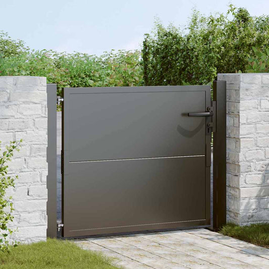vidaXL Garden Gate 110 x 105 cm Powder-Coated Steel Black Lockable 1