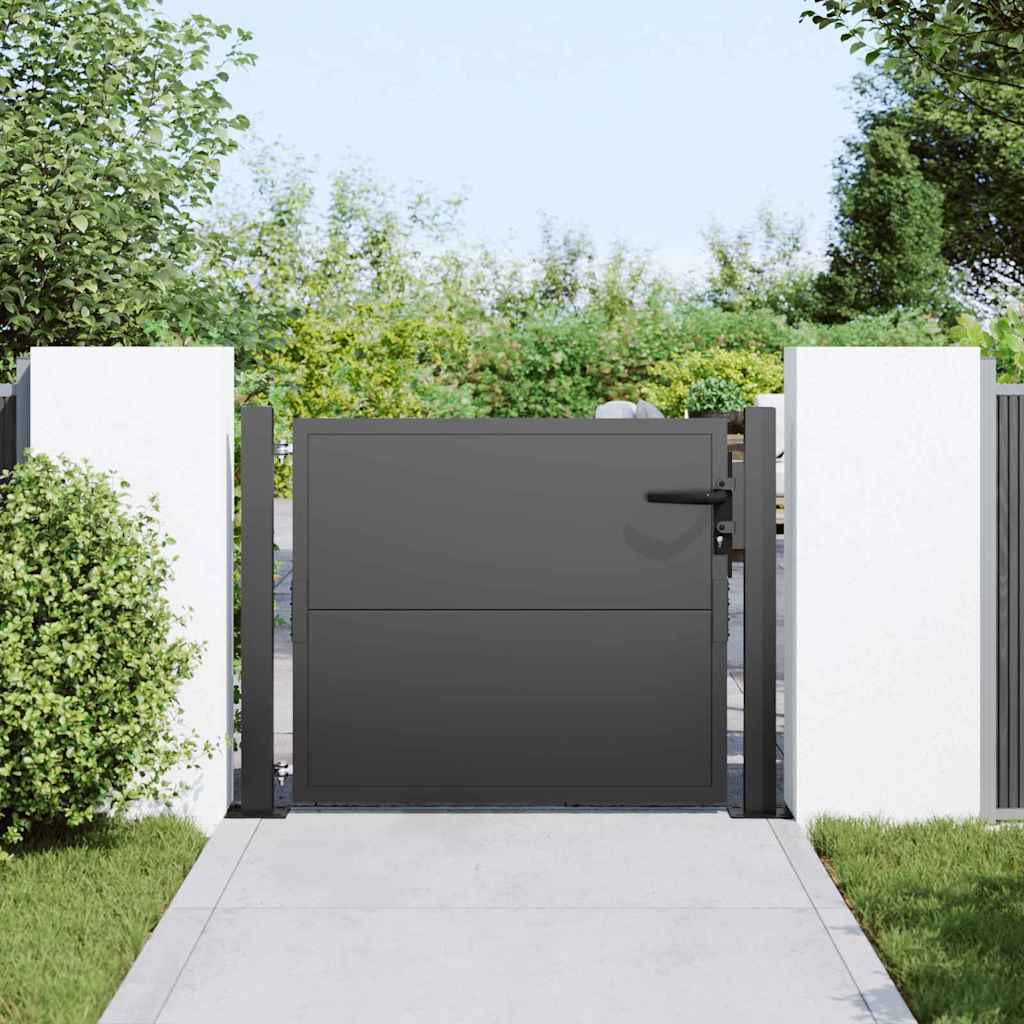 vidaXL Garden Gate 110 x 105 cm Powder-Coated Steel Black Lockable 3