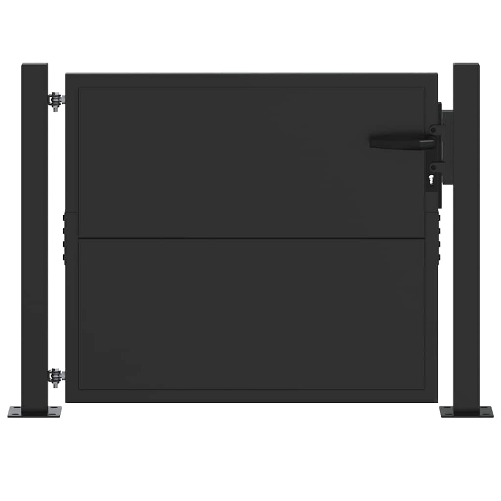 vidaXL Garden Gate 110 x 105 cm Powder-Coated Steel Black Lockable 2