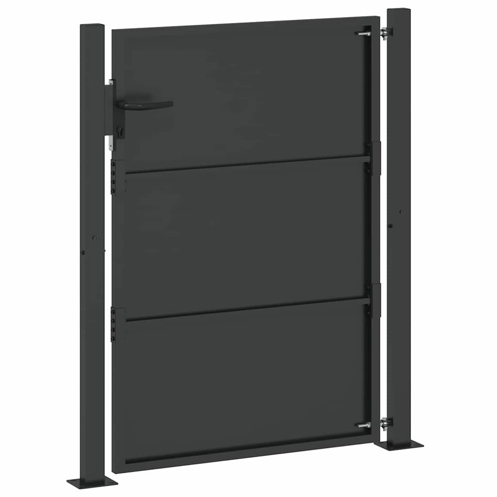 vidaXL Garden Gate 110 x 130 cm Powder-Coated Steel Black Lockable 6