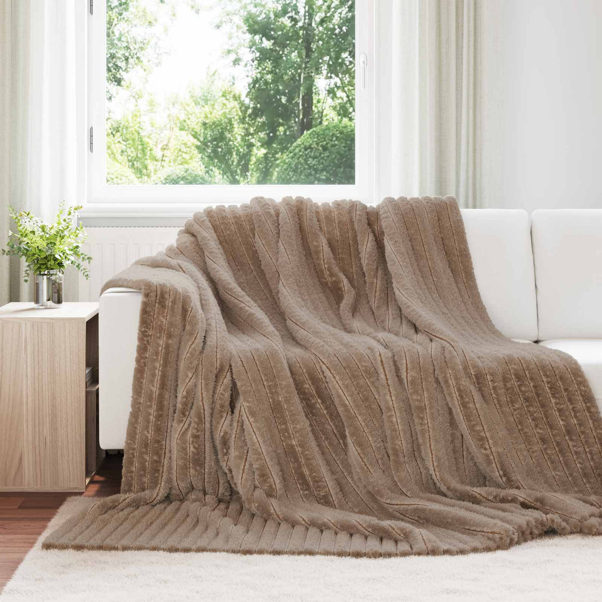 Throw Blanket 270 x 240 cm 1.77 kg Fleece Camel
