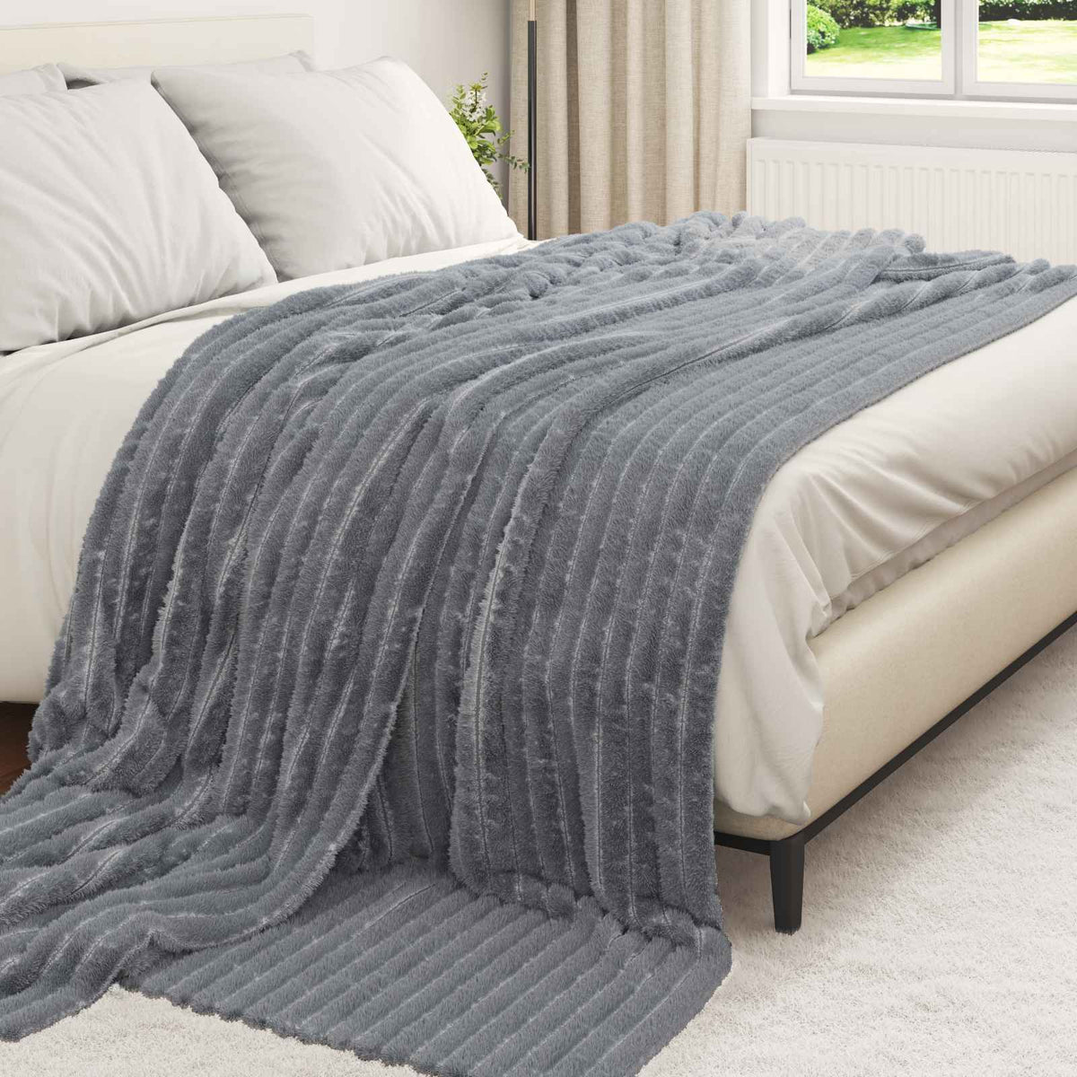 Throw Blanket 270 x 240 cm 1.77 kg Fleece Dark grey