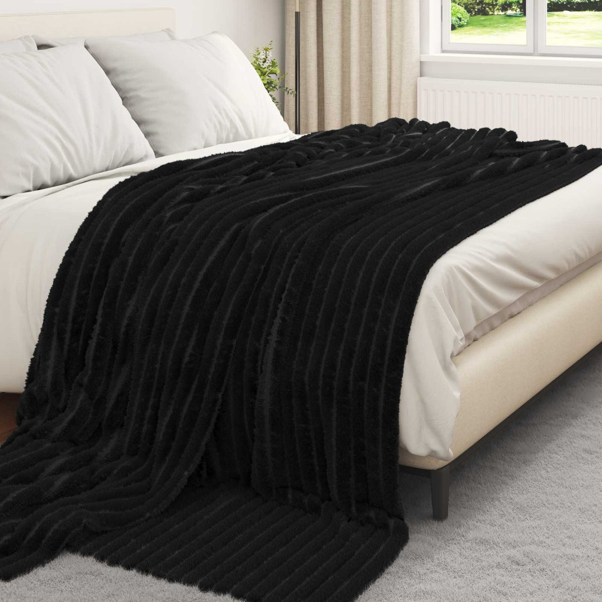 Throw Blanket 240 x 220 cm 1.36 kg Fleece Black