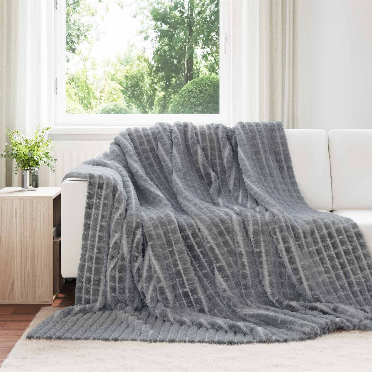 Throw Blanket 270 x 240 cm 1.69 kg Fleece Dark grey 270 cm
