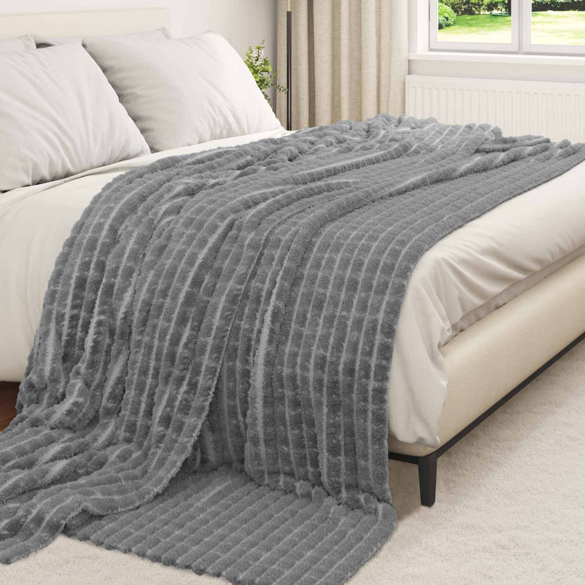 Throw Blanket 270 x 240 cm 1.69 kg Fleece Dark grey 270 cm