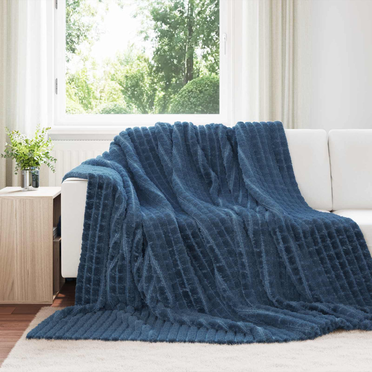 Throw Blanket 270 x 240 cm 1.69 kg Fleece Navy blue 270 cm