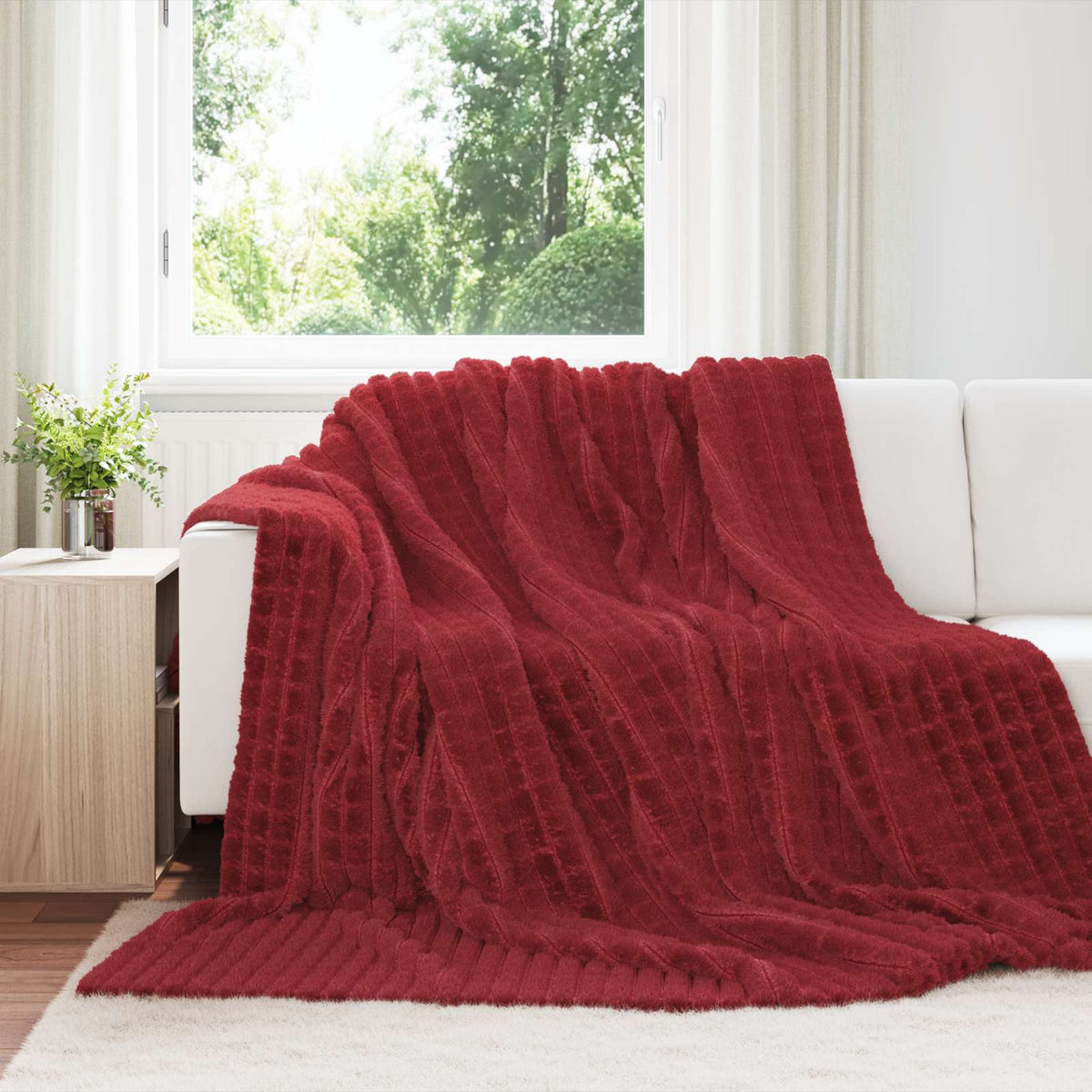 Throw Blanket 270 x 240 cm 1.69 kg Fleece Bordeaux red 270 cm