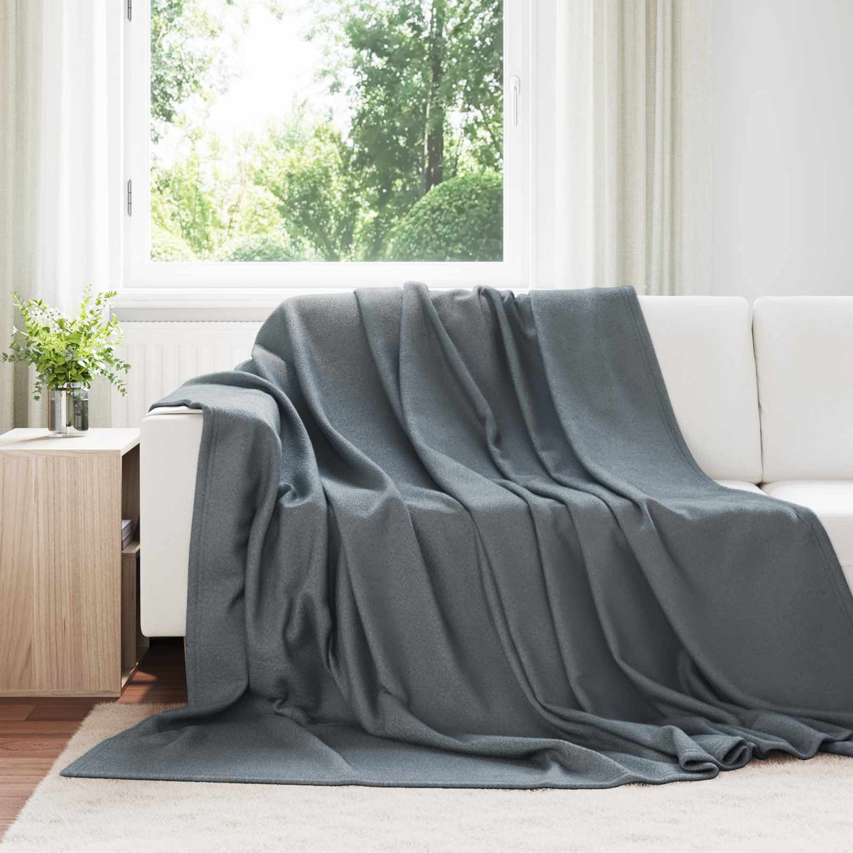 vidaXL Throw Blankets 24 pcs Dark Grey 240 x 220 cm 17.63 kg Fleece 1