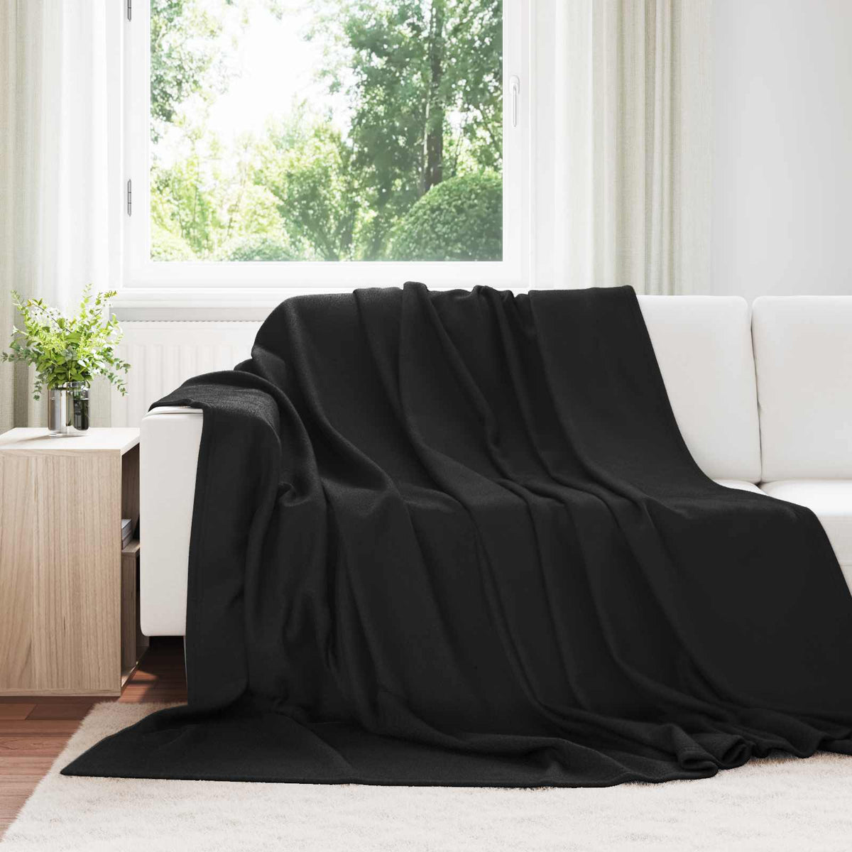 vidaXL Throw Blankets 24 pcs Black 240 x 220 cm 17.63 kg Fleece 1