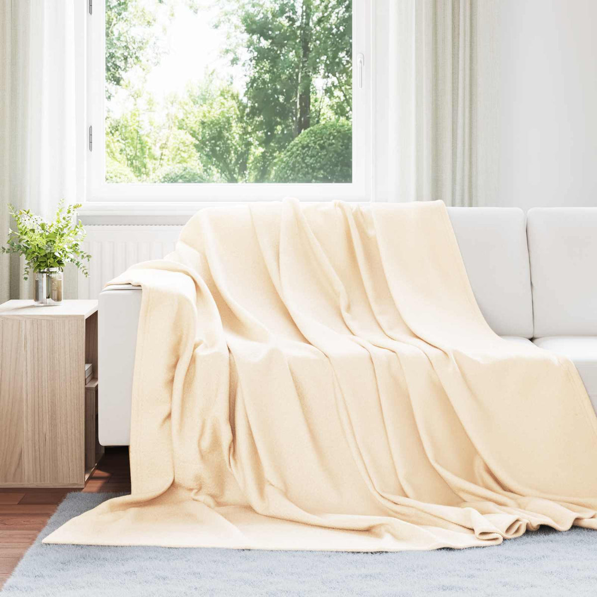 vidaXL Throw Blankets 24 pcs Cream 240 x 220 cm 17.63 kg Fleece 1