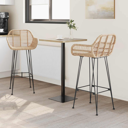 vidaXL Bar Chair 2 pcs Natural 55 x 52 x 105 cm Rattan and Iron 3