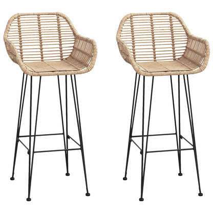 vidaXL Bar Chair 2 pcs Natural 55 x 52 x 105 cm Rattan and Iron 2