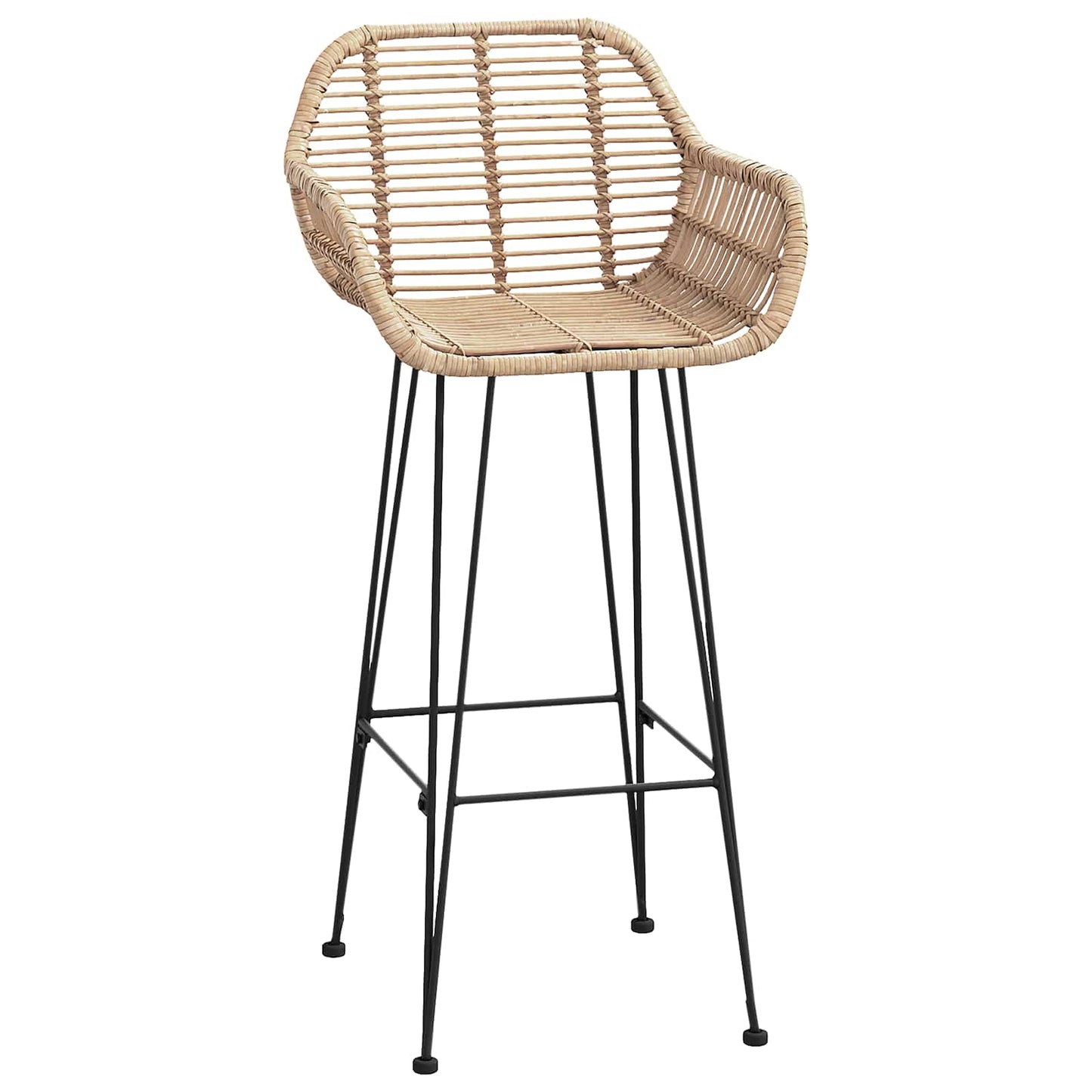 vidaXL Bar Chair 2 pcs Natural 55 x 52 x 105 cm Rattan and Iron 4