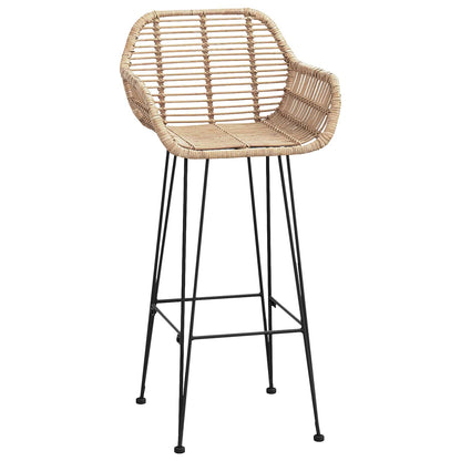 vidaXL Bar Chair 2 pcs Natural 55 x 52 x 105 cm Rattan and Iron 4