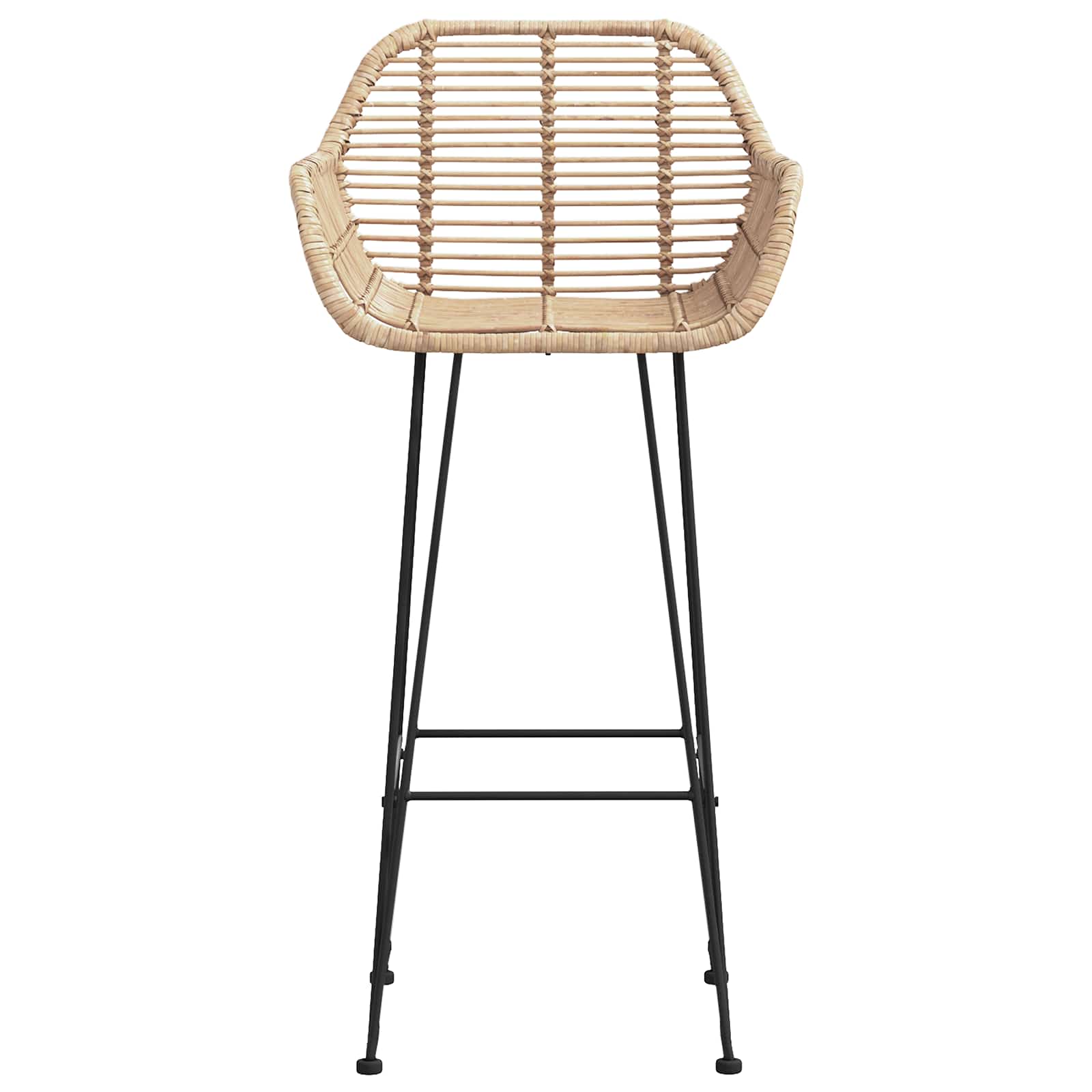 vidaXL Bar Chair 2 pcs Natural 55 x 52 x 105 cm Rattan and Iron 5
