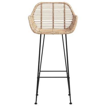 vidaXL Bar Chair 2 pcs Natural 55 x 52 x 105 cm Rattan and Iron 5