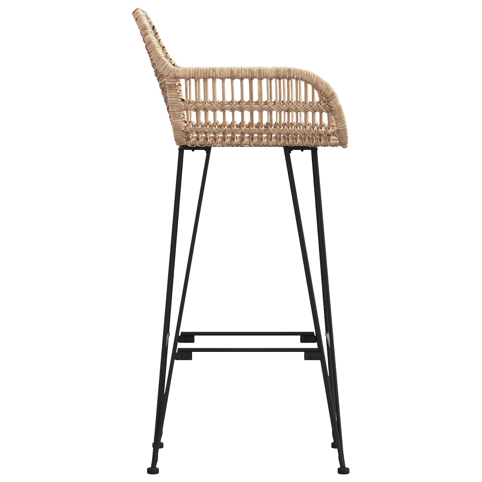 vidaXL Bar Chair 2 pcs Natural 55 x 52 x 105 cm Rattan and Iron 6