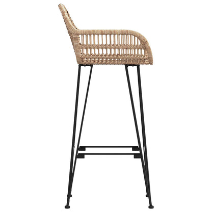 vidaXL Bar Chair 2 pcs Natural 55 x 52 x 105 cm Rattan and Iron 6