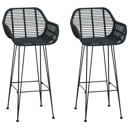 vidaXL Bar Chair 2 pcs Black 55 x 52 x 105 cm Rattan and Iron 2