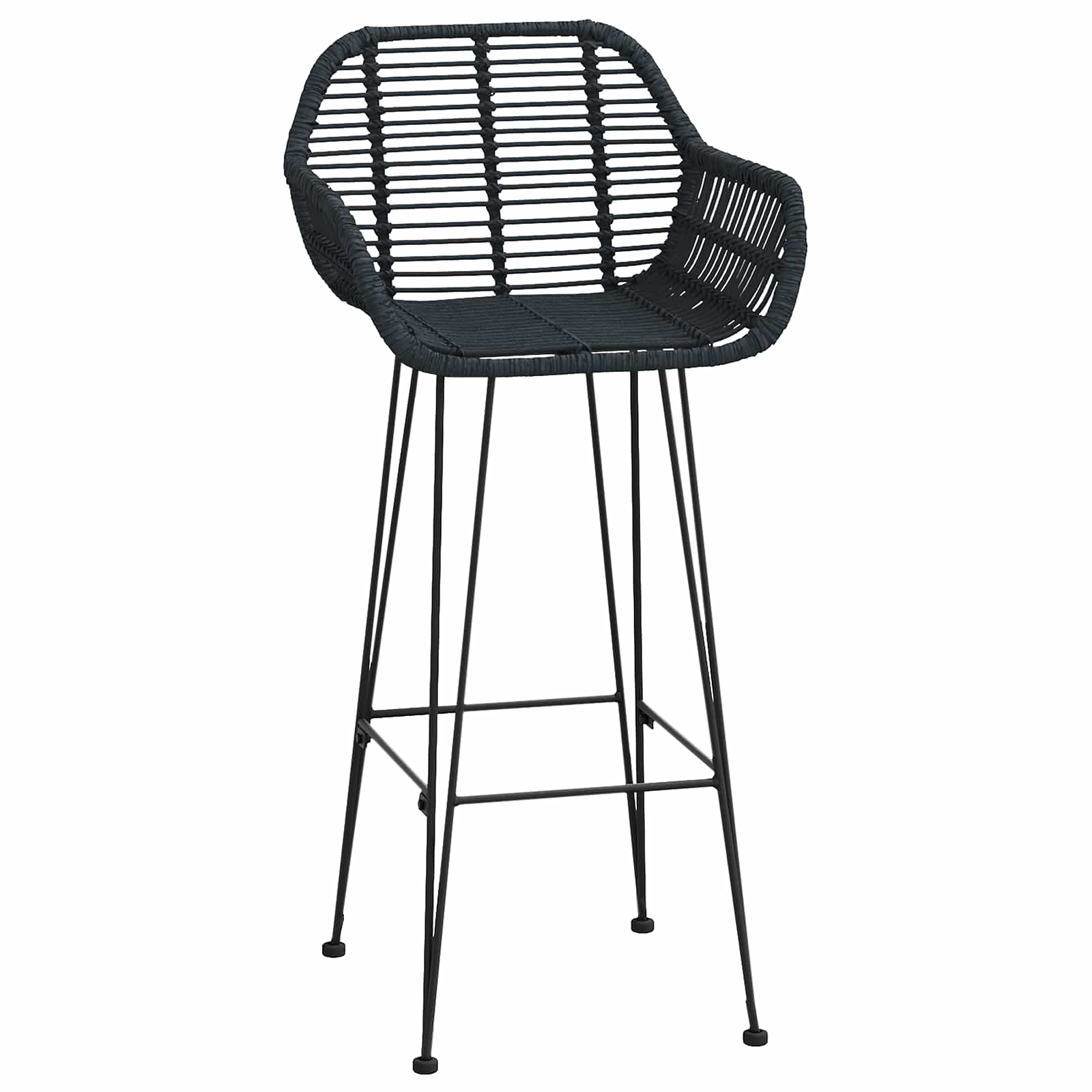 vidaXL Bar Chair 2 pcs Black 55 x 52 x 105 cm Rattan and Iron 4