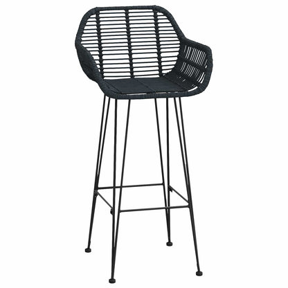 vidaXL Bar Chair 2 pcs Black 55 x 52 x 105 cm Rattan and Iron 4