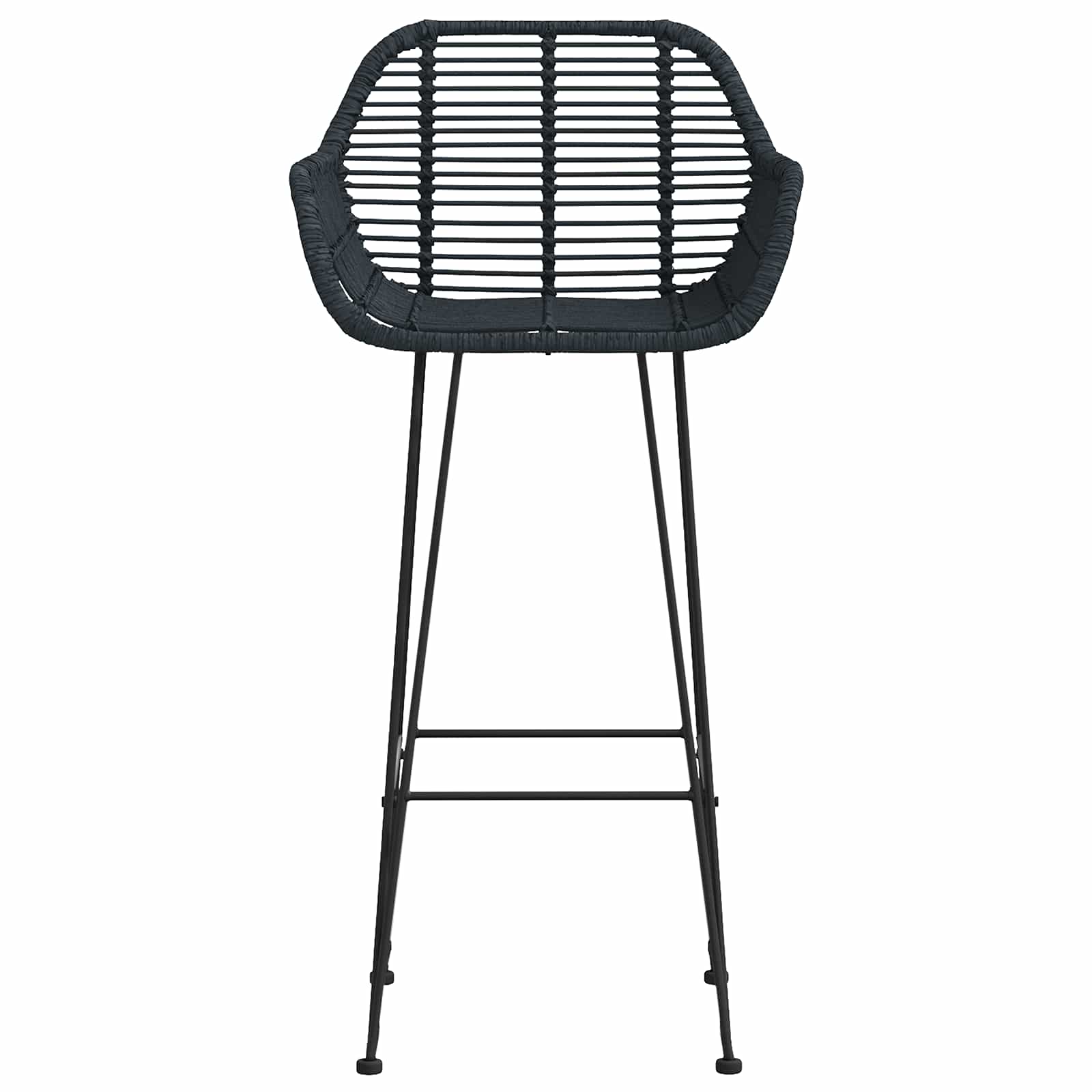 vidaXL Bar Chair 2 pcs Black 55 x 52 x 105 cm Rattan and Iron 5