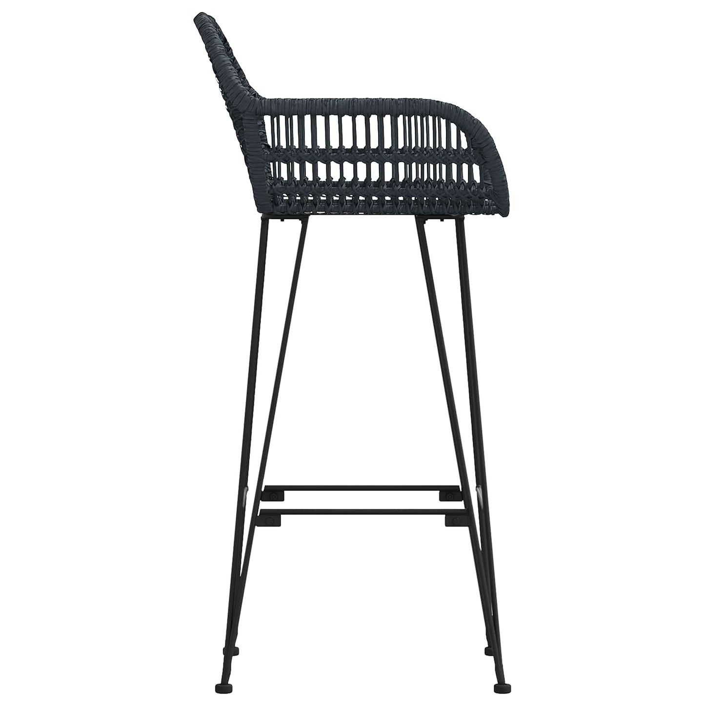 vidaXL Bar Chair 2 pcs Black 55 x 52 x 105 cm Rattan and Iron 6