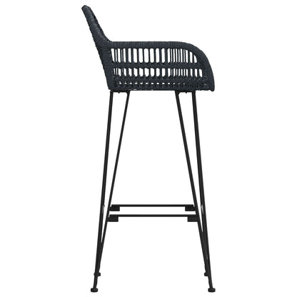 vidaXL Bar Chair 2 pcs Black 55 x 52 x 105 cm Rattan and Iron 6