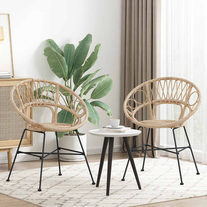 Dining Chair 2 pcs Rattan and Iron 54 x 65 x 82 cm Natural