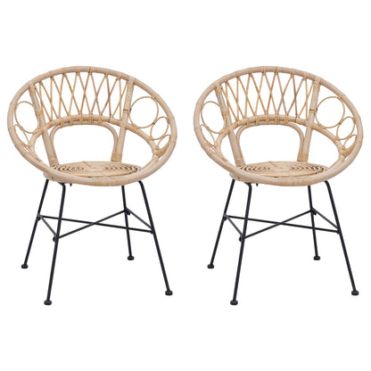 vidaXL Dining Chair 2 pcs Rattan and Iron Natural 54 x 65 x 82 cm 2