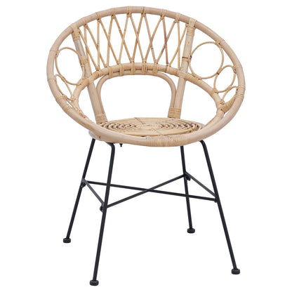 Dining Chair 2 pcs Rattan and Iron 54 x 65 x 82 cm Natural