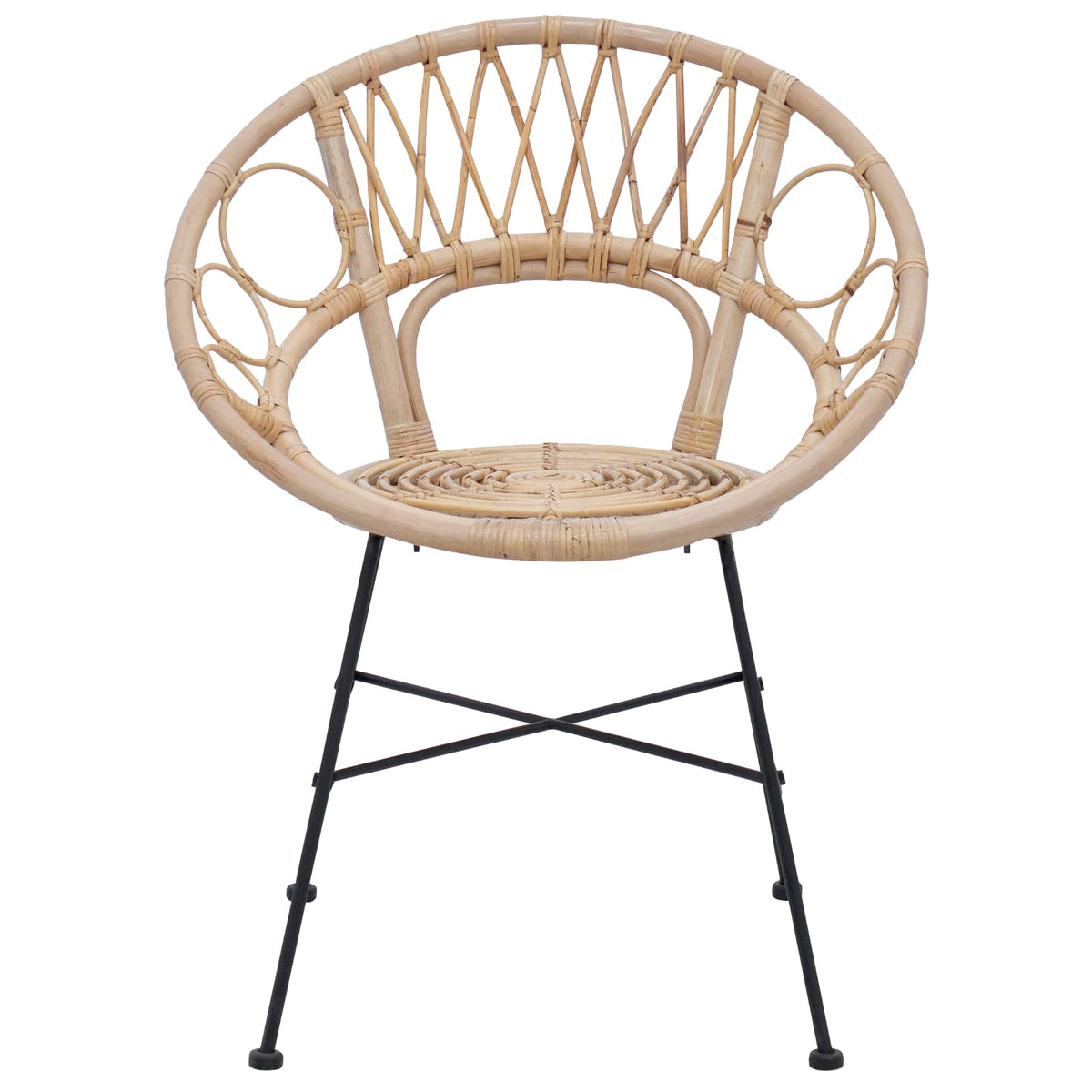 vidaXL Dining Chair 2 pcs Rattan and Iron Natural 54 x 65 x 82 cm 5