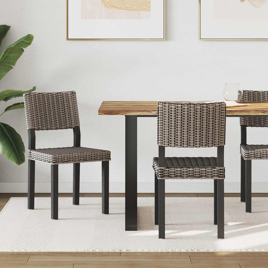 Dining Chair GENDT 2 pcs Kubu Rattan 46 x 55 x 84 cm Black wash