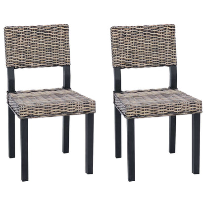 Dining Chair GENDT 2 pcs Kubu Rattan 46 x 55 x 84 cm Black wash