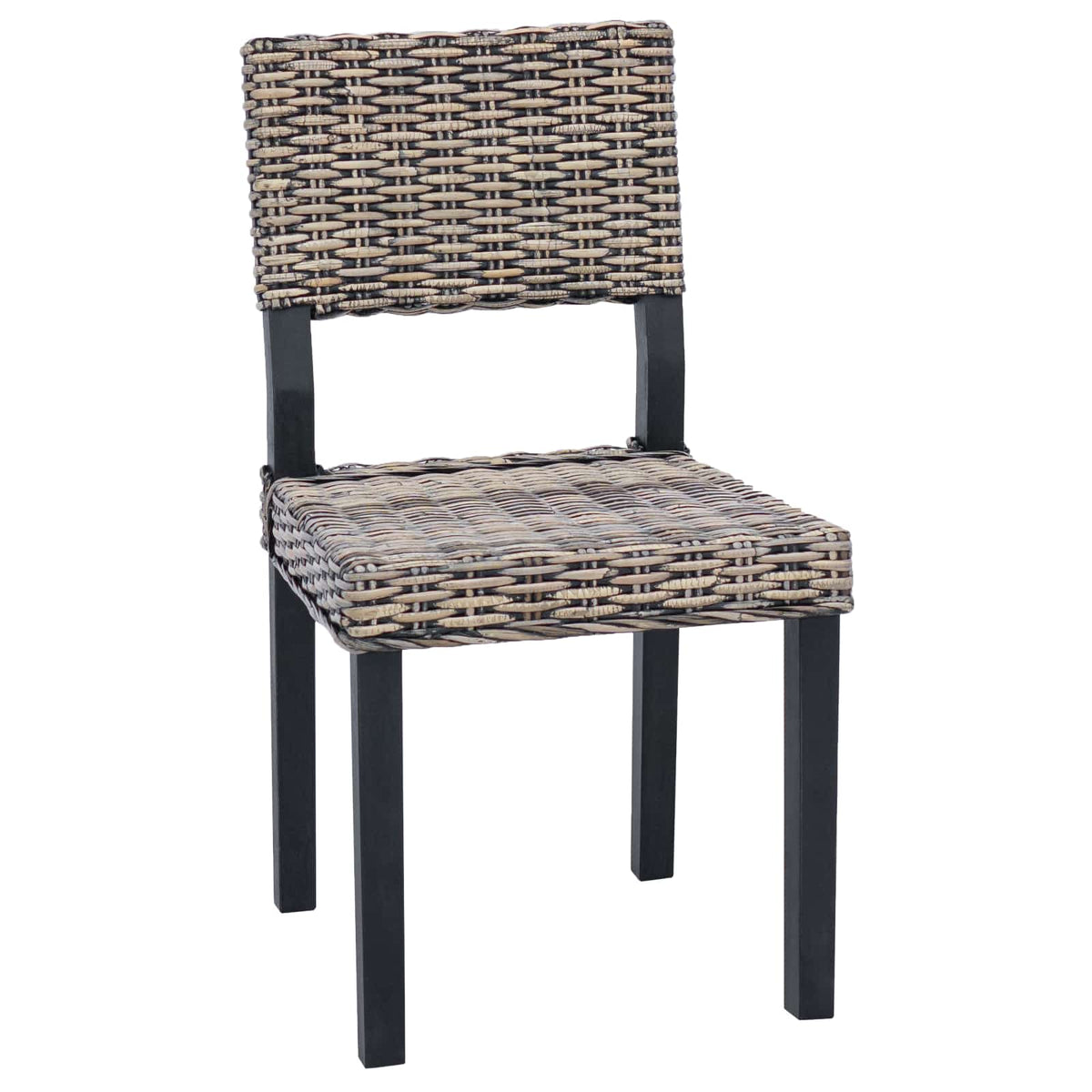 Dining Chair GENDT 2 pcs Kubu Rattan 46 x 55 x 84 cm Black wash