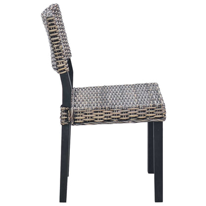 Dining Chair GENDT 2 pcs Kubu Rattan 46 x 55 x 84 cm Black wash