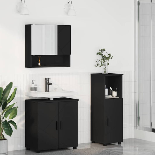 Bathroom Furniture Set 3 pcs 61 x 35 x 64 cm Black