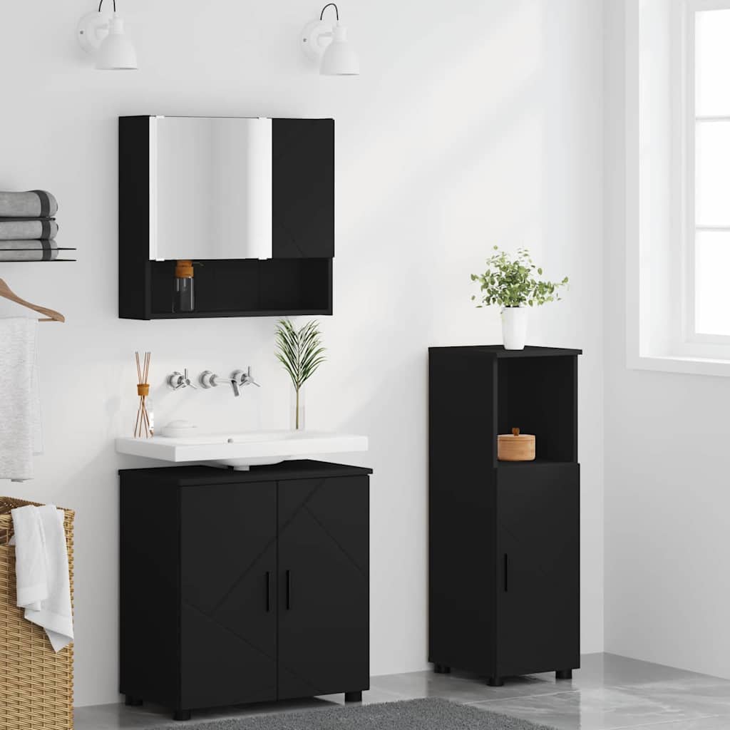 vidaXL Bathroom Furniture Set 3 pcs Black 61 x 35 x 64 cm 4