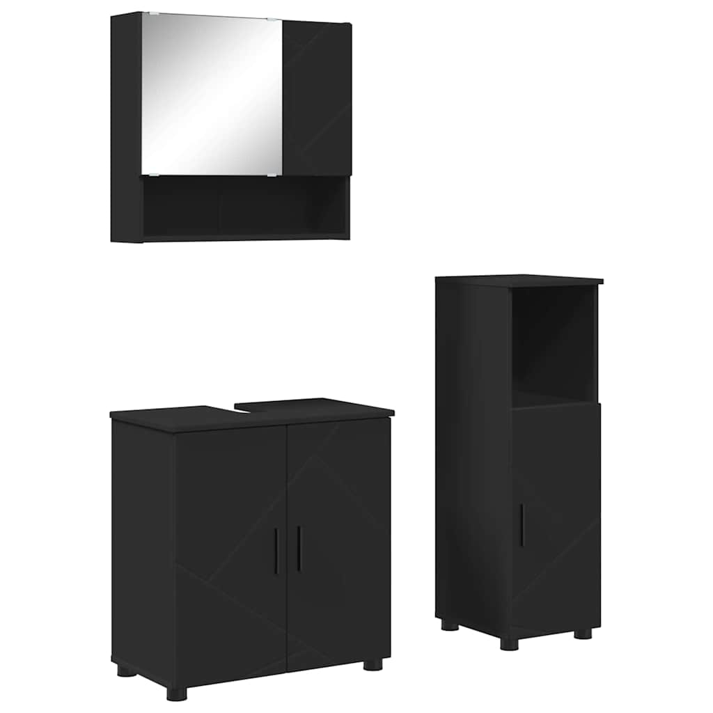 Bathroom Furniture Set 3 pcs 61 x 35 x 64 cm Black