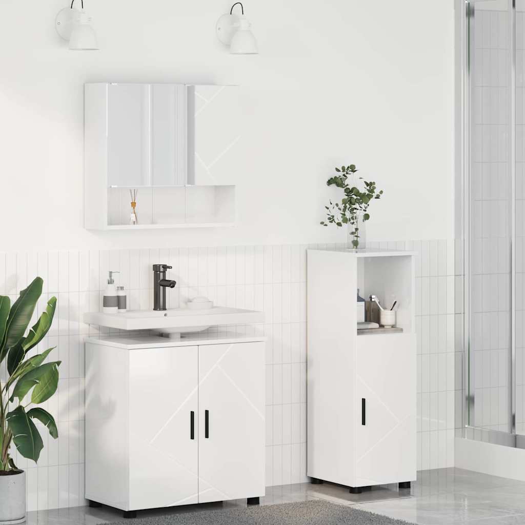 vidaXL Bathroom Furniture Set 3 pcs High Gloss White 61 x 35 x 64 cm 1