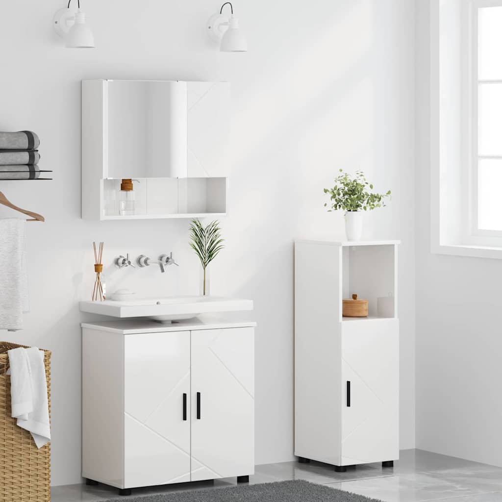 vidaXL Bathroom Furniture Set 3 pcs High Gloss White 61 x 35 x 64 cm 4