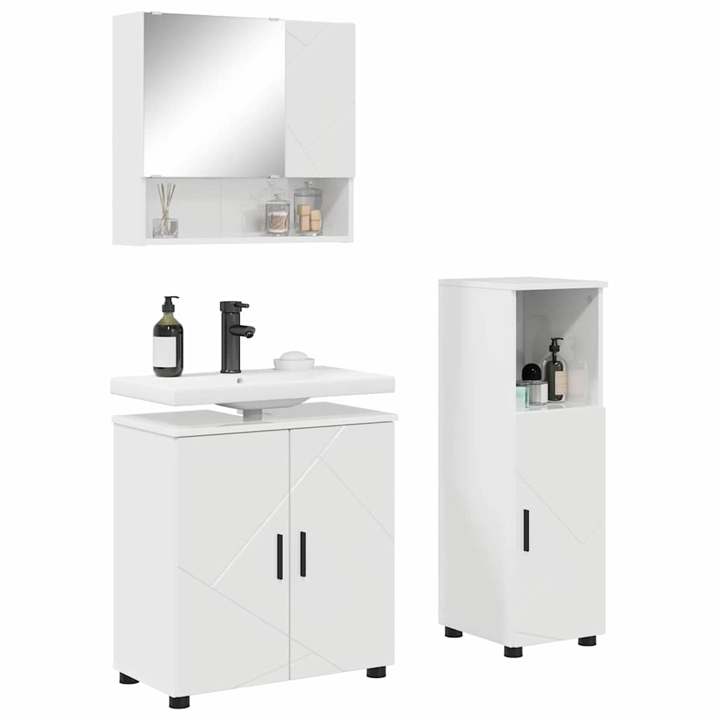 vidaXL Bathroom Furniture Set 3 pcs High Gloss White 61 x 35 x 64 cm 3