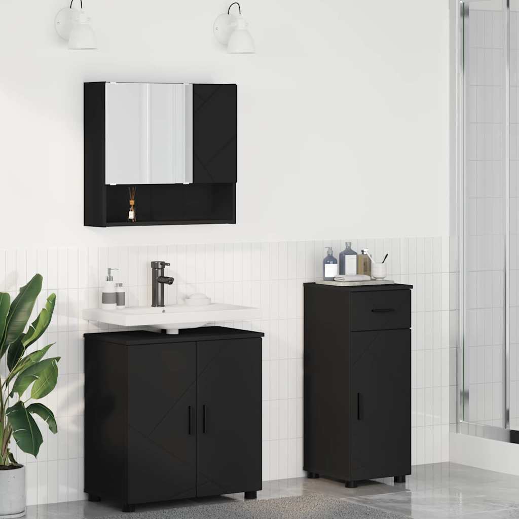 vidaXL Bathroom Furniture Set 3 pcs Black 61 x 35 x 64 cm 1